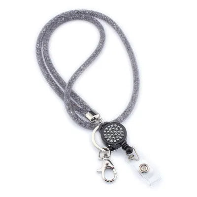 NECK RHINESTONE CRYSTAL LANYARD& RETRACTABLE ID NAME BADGE REEL PHONE KEY HOLDER Pendant Necklace