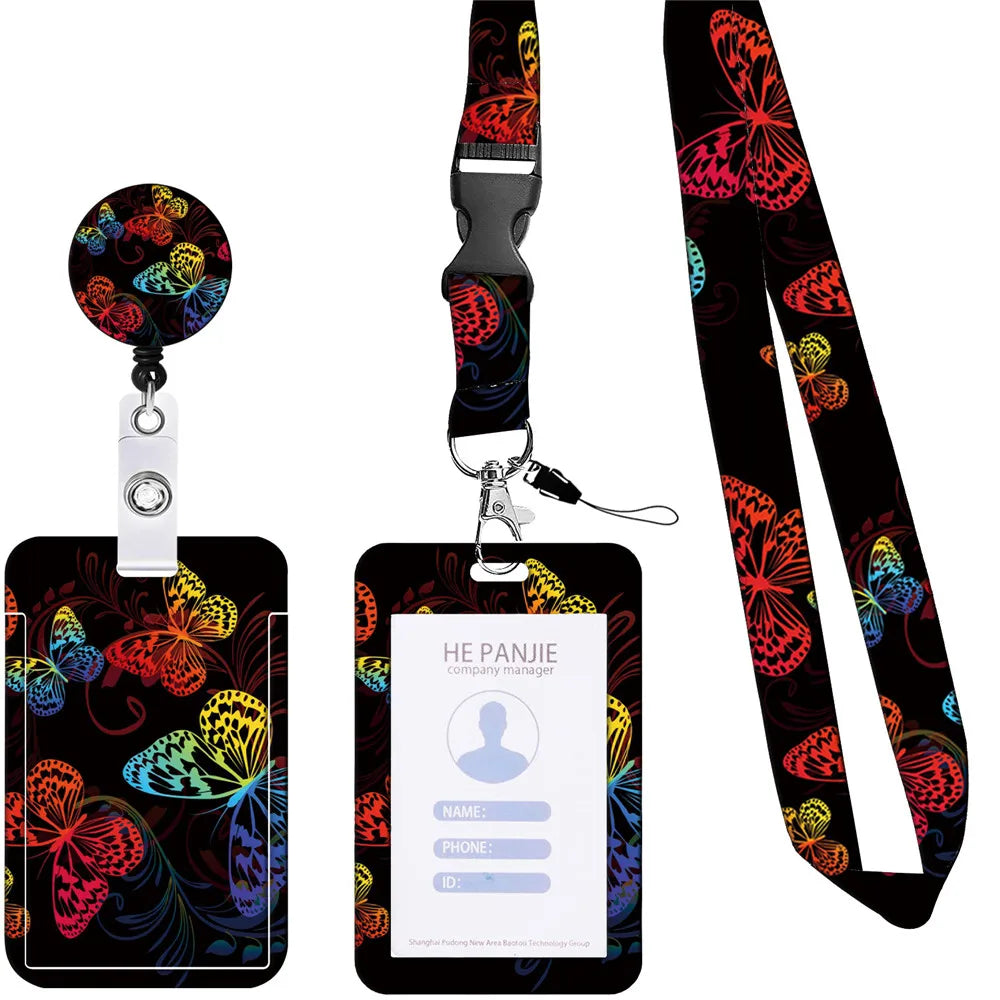 Badge Reel Badge Holder Lanyard Retractable Id Card Holder Flower Cartoon Badge Clip For Nurse Fashion Cute Badge Reel