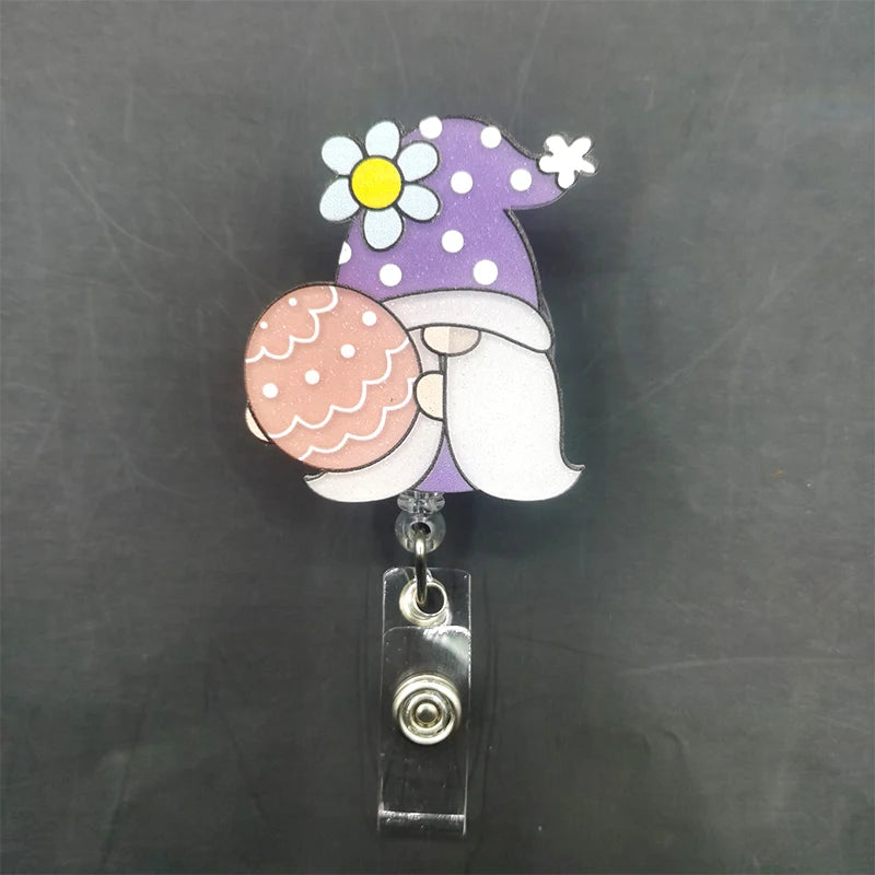 Happy Easter Eggs Retractable Badge Reel New Nurse Bunny Gnomes Badge Holder Cute Bunny Easter Day Clip ID Doctor Accessories