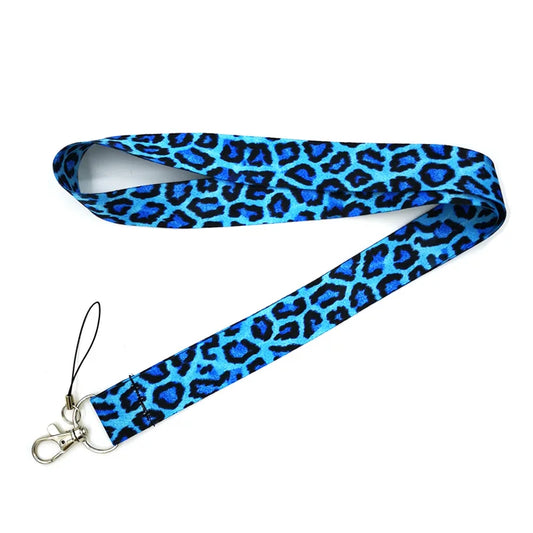 Blue Leopard Print Cute Card Cover Clip Lanyard Retractable Student Nurse Badge Reel Clip Cartoon Card Badge Holder accessories