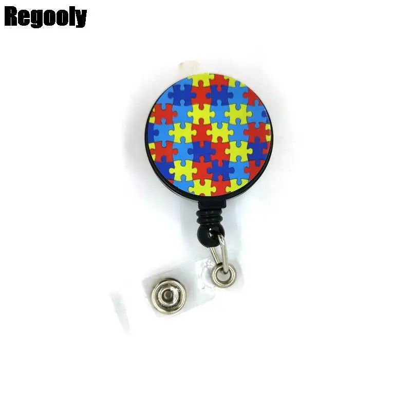 Autism Awareness Cute Cards Cover Lanyard Retractable Student Nurse Badge Reel Clips Cartoon ID Card Badge Holder accessories