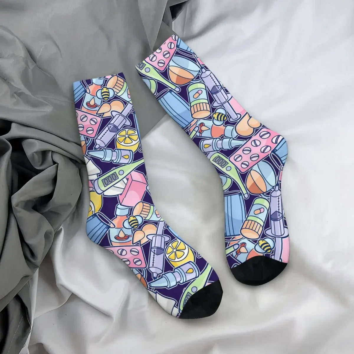 Cute Hospital Medical Pattern Gift For Nurses And Doctors Socks Harajuku Super Soft Stockings All Season Long Socks Accessories