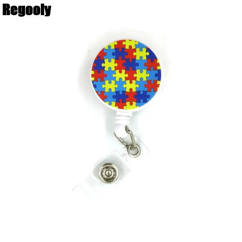 Autism Awareness Cute Cards Cover Lanyard Retractable Student Nurse Badge Reel Clips Cartoon ID Card Badge Holder accessories