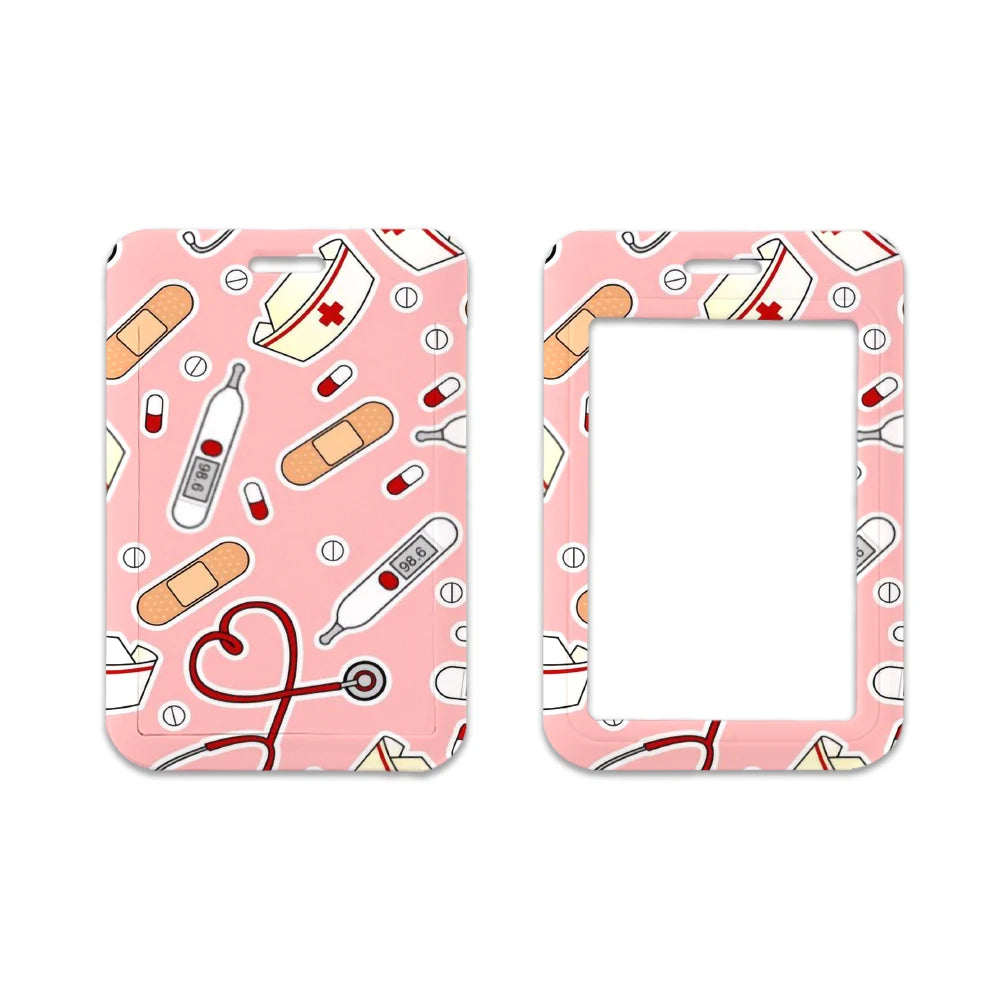 Cute Medical Care Card Cover Nurse Dentist Kawaii Cartoon Bus Card Protective Sleeve Office Bag Pendant Keychain