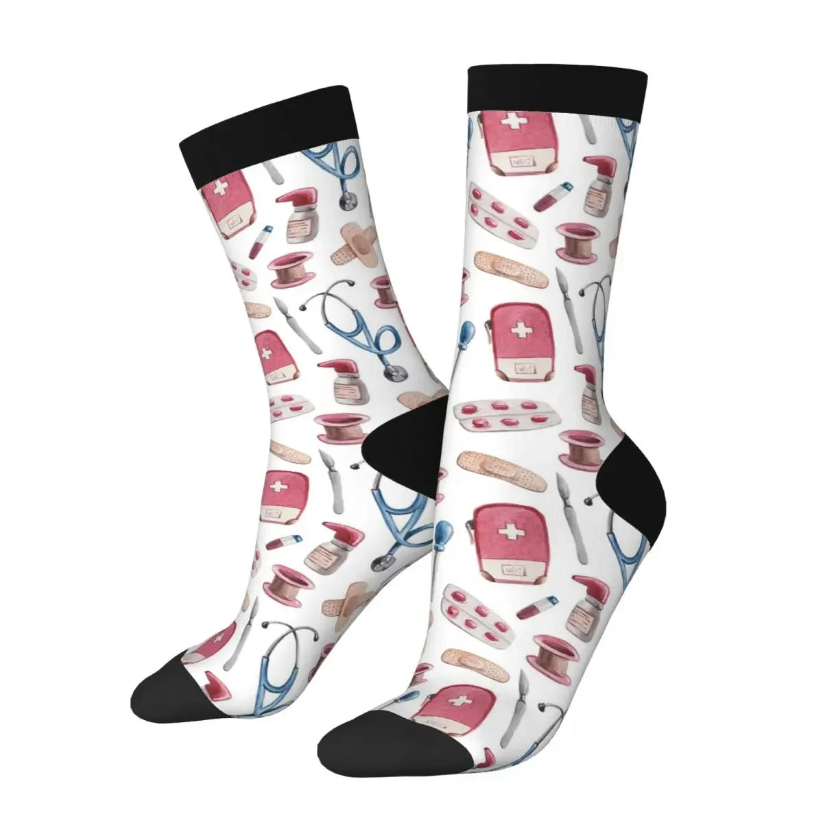 Hospital Medical Pattern Gift For Nurses And Doctors Socks Harajuku Super Soft Stockings All Season Long Socks Accessories