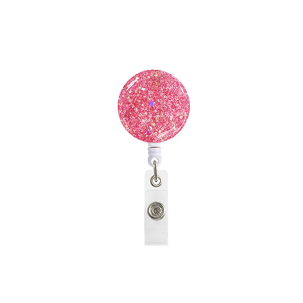 New Arrival 10 Color Creative Sequins Cute Retractable Nurse Badge Reel Clip Badge Holder Students Doctor Id Card Holder