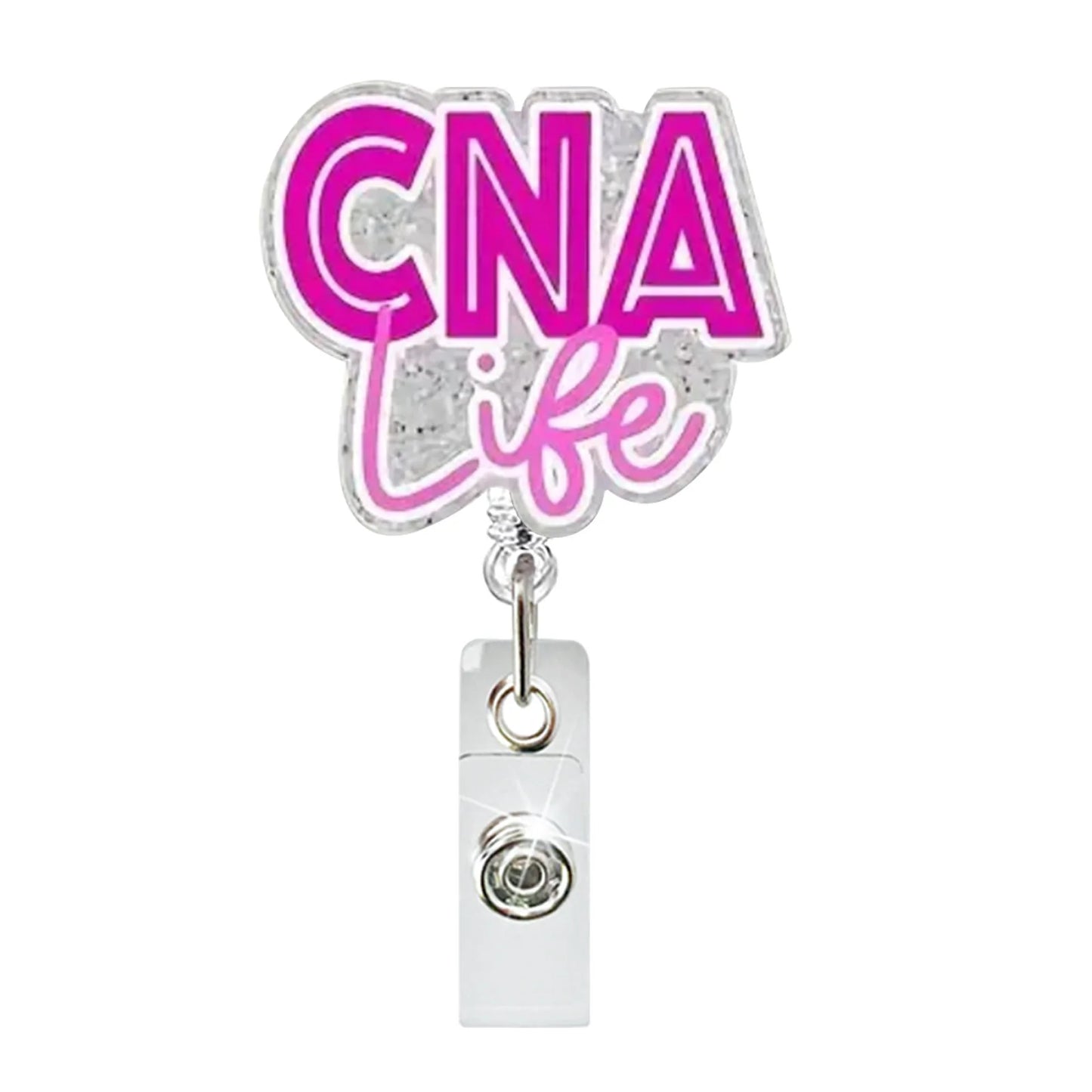 Medical Acrylic Cna Rotate Badge Reel Nurse Workers Enfermera Id Holder Retractable Card Holder Accessory Name Card Supplies