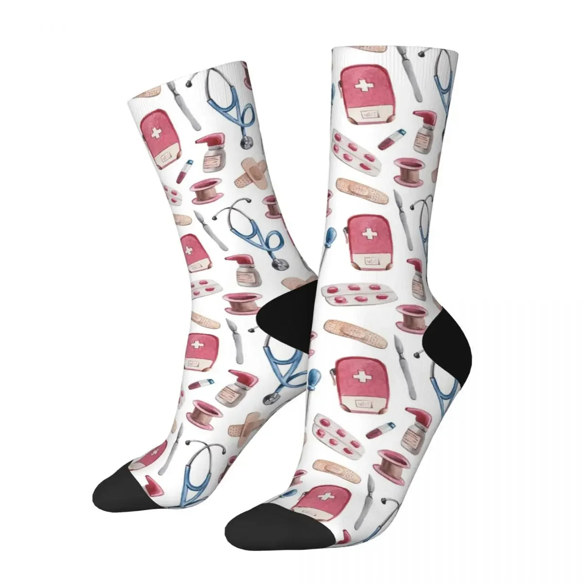 Hospital Medical Pattern Gift For Nurses And Doctors Socks Harajuku Super Soft Stockings All Season Long Socks Accessories