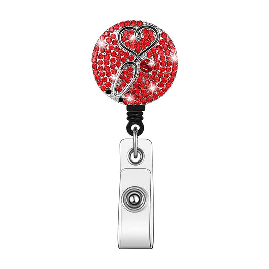 1PC Retractable Fashion Cute Red Heart Nurse Badge Reel Clip Badge Holder Student Doctor ID Card Holder Keychain Office Supplies