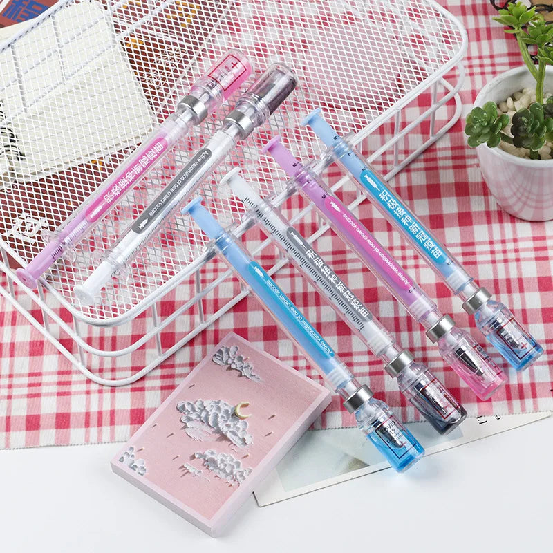 20Pcs Cute Kawaii Novelty Nurse Needle Syringe Shaped Highlighter Marker Marker Pen Stationery School Supplies