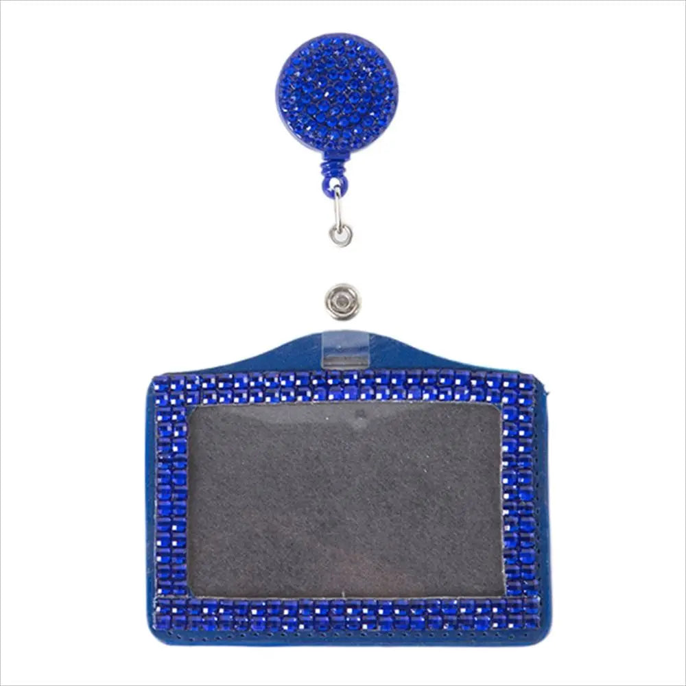 Bling ID Badge Holder Retractable Reel Rhinestones Card Holder for Office Business Home School Nurses