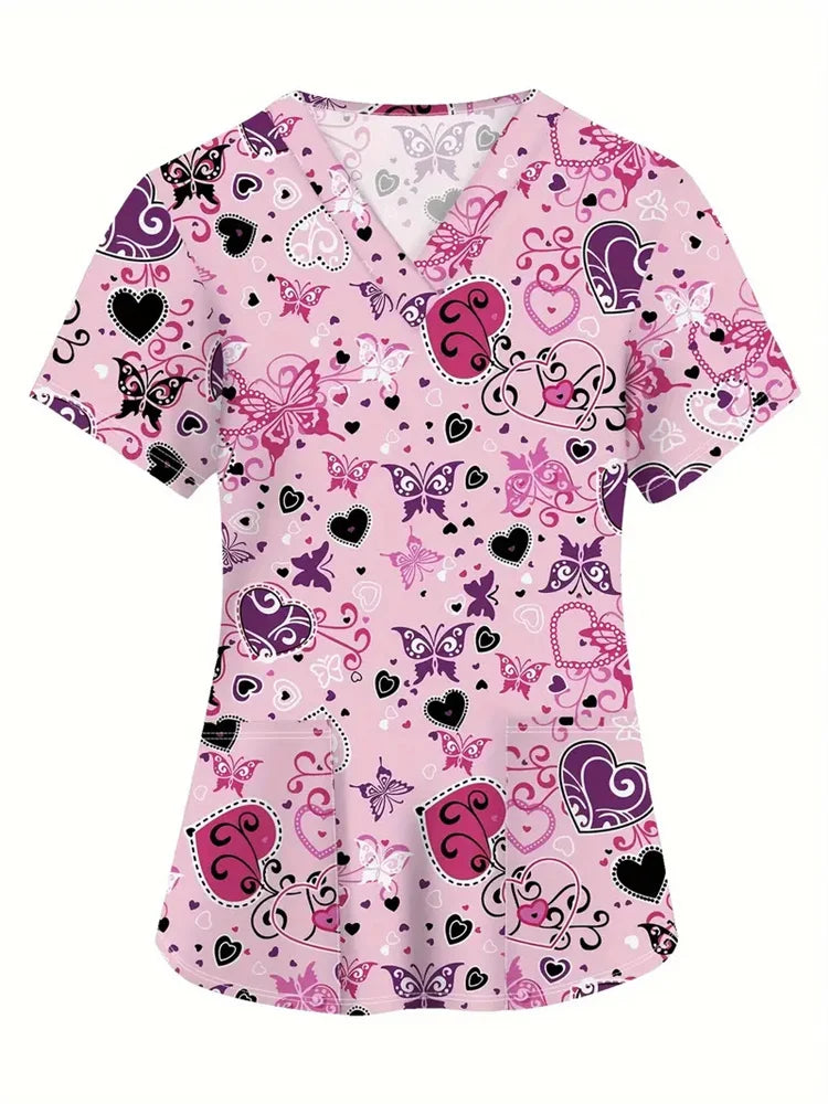 Hospital Nursing Scrub Top Printed Cotton Uniform High-quality Doctor Surgical Gown Hospital Accessories Pediatric Clinical Tops