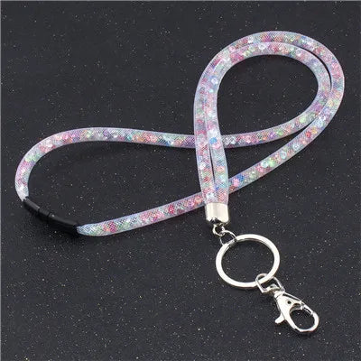 NECK RHINESTONE CRYSTAL LANYARD& RETRACTABLE ID NAME BADGE REEL PHONE KEY HOLDER Pendant Necklace