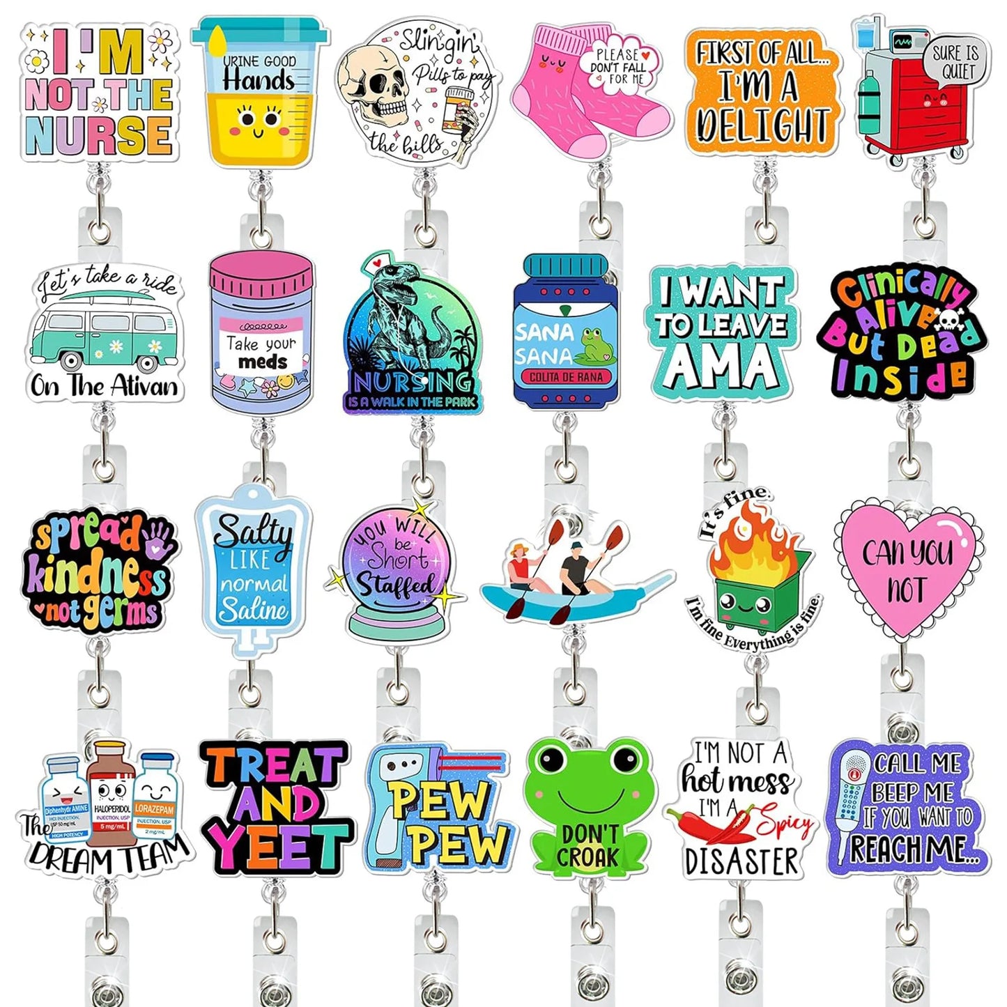 Acrylic Cup Pill Bottle Letter Retractable Badge Reel ID Badge Buckle Doctor Nurse Gift Badge Holder Key Chain Accessories