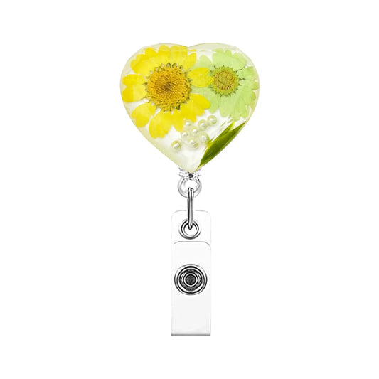 1pc Flower Cute Nurse Badge Reels Heavy Duty Retractable Aligator Clip ID Holder For Student Doctor badge holder clips