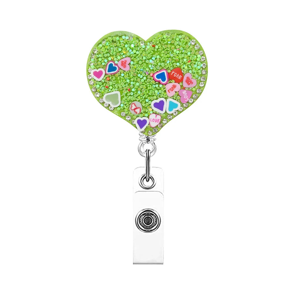 Cute Heart Butterfly Top Quality Retractable Nurse Badge Holder Clip ID Card Holder Keychains Lanyard Office School Supplies