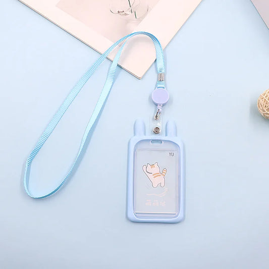 Cute Cat Card Holder ID Card Holder Retractable Lanyard Protective Case Pendant Work Bus Bank Photocard Holder Kpop Card Holders