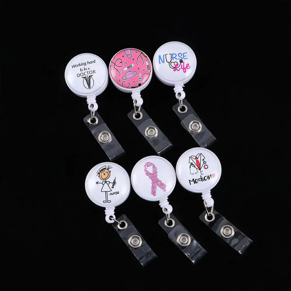 Cute Office Supplies Cartoon Reel Clip ID Card Badge Holder Retractable Badge Reel Nurse Doctor Name Card Holder