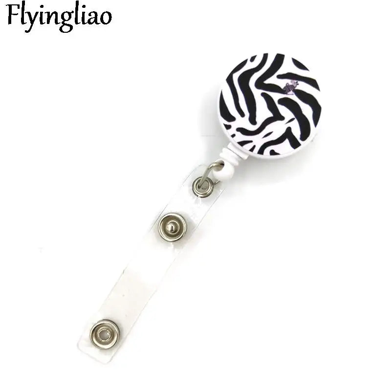 Zebra Cute Card Cover Clip Lanyard Retractable Student Nurse Badge Reel Clip Cartoon ID Card Holder