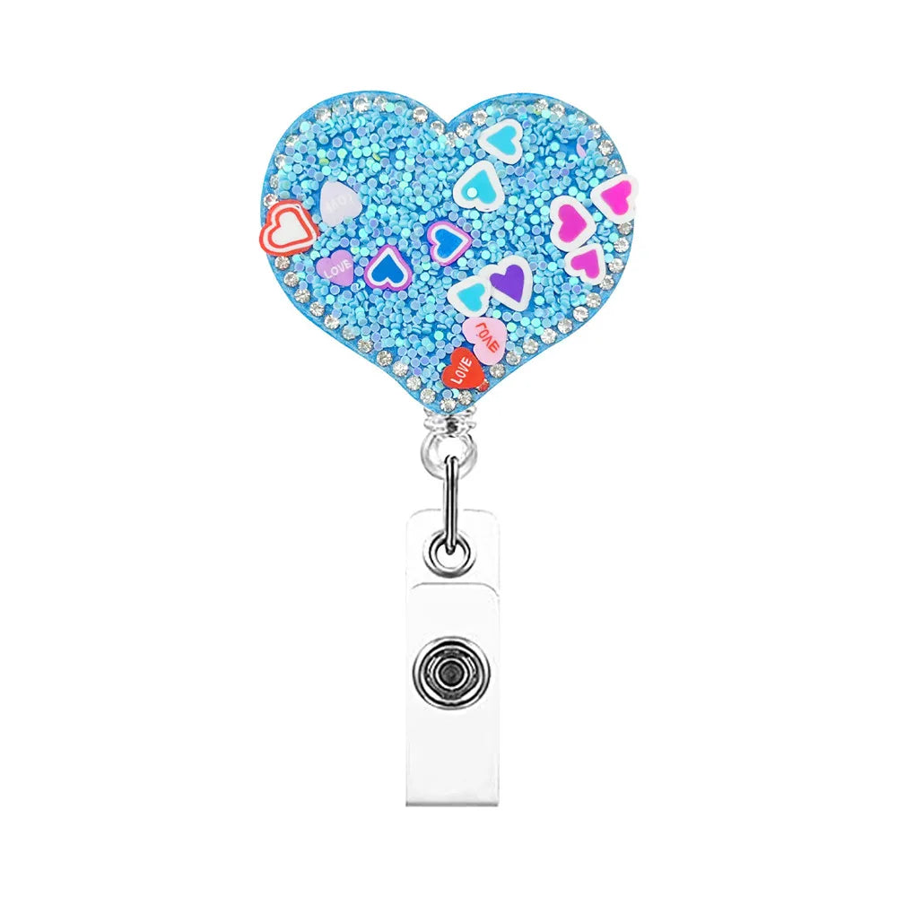 Cute Heart Butterfly Top Quality Retractable Nurse Badge Holder Clip ID Card Holder Keychains Lanyard Office School Supplies