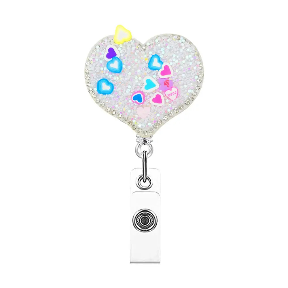 Fashion Cute Heart Butterfly Shape Badge Clips Retractable Nurse Badge Reel Clip Students Doctor ID Card Holder Keychain Gift