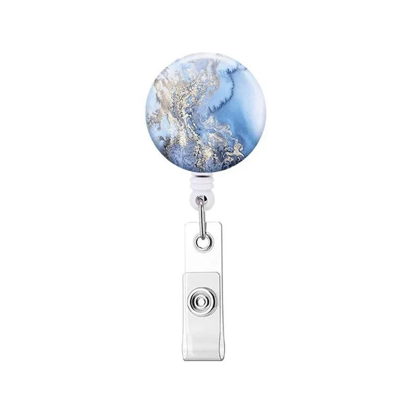 Cute Marble Printing Cartoon Retractable Nurse Badge Reel Card Clip Student Doctor ID Card Holder School Office Supplies