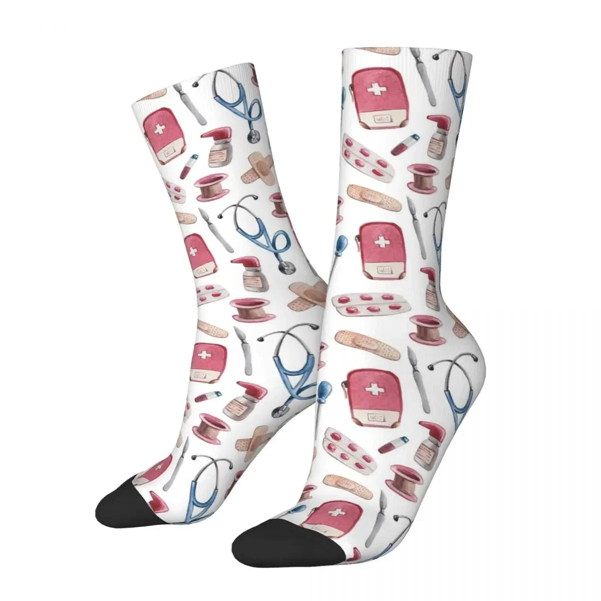 Hospital Medical Pattern Gift For Nurses And Doctors Socks Harajuku Super Soft Stockings All Season Long Socks Accessories