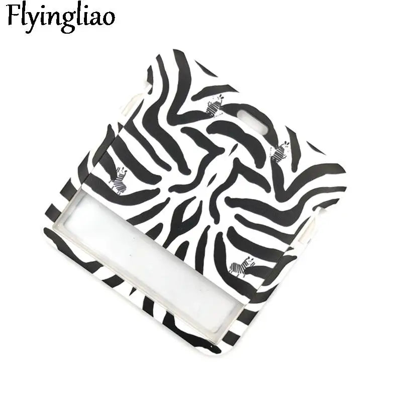 Zebra Cute Card Cover Clip Lanyard Retractable Student Nurse Badge Reel Clip Cartoon ID Card Holder