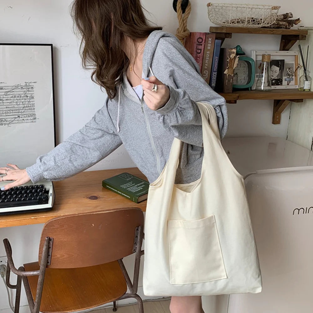 Fashion Woman Bag Sweet Style Shopping Bag Tote Bag Casual Commuter Bag Cute Little Nurse Pattern Print Collection Beige Canvas