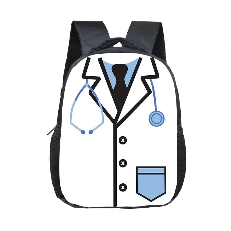 Cute Doctor Nurse Uniform Backpack for 2-4 Years Old ECG Hospital Children School Bags Medical Stethoscope Syringe Kid BookBag