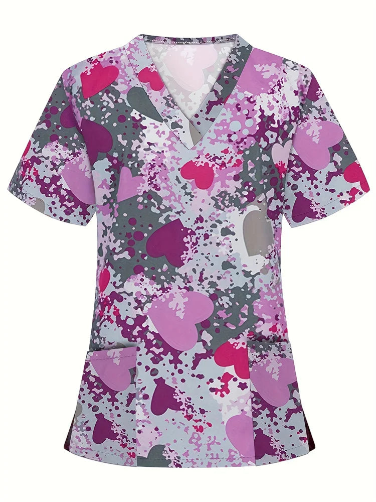 Hospital Nursing Scrub Top Printed Cotton Uniform High-quality Doctor Surgical Gown Hospital Accessories Pediatric Clinical Tops