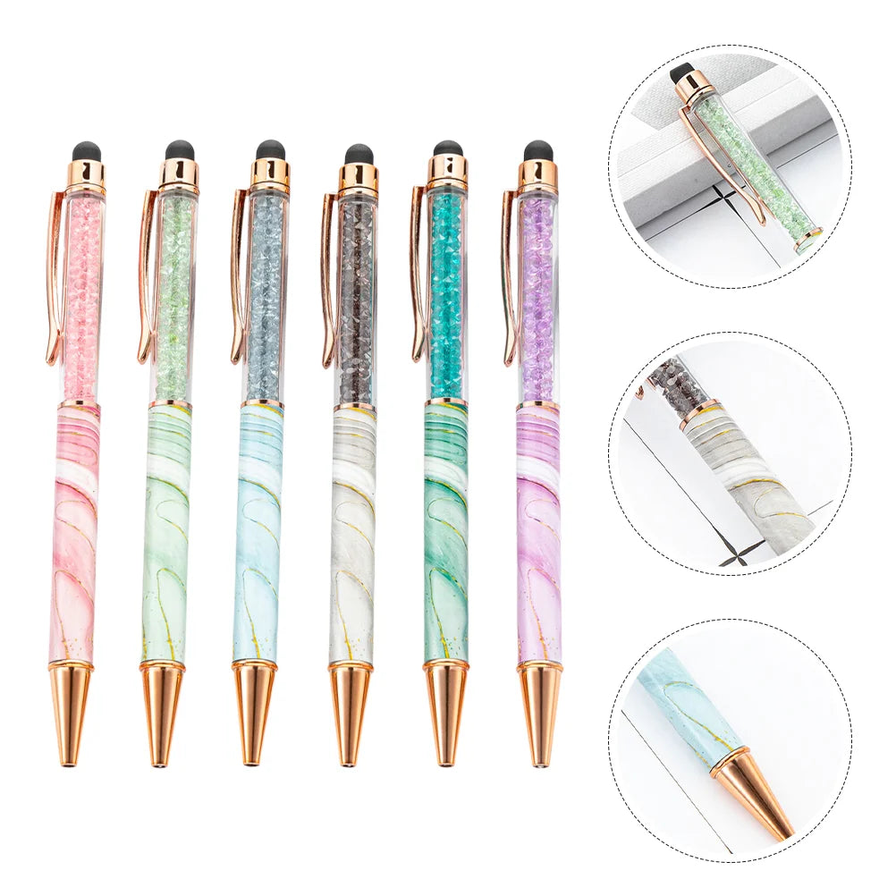 6 Pcs Marble Ballpoint Pen Pens Fine Smooth Writing Twist Tip Cute Nursing School Essentials Office for Women