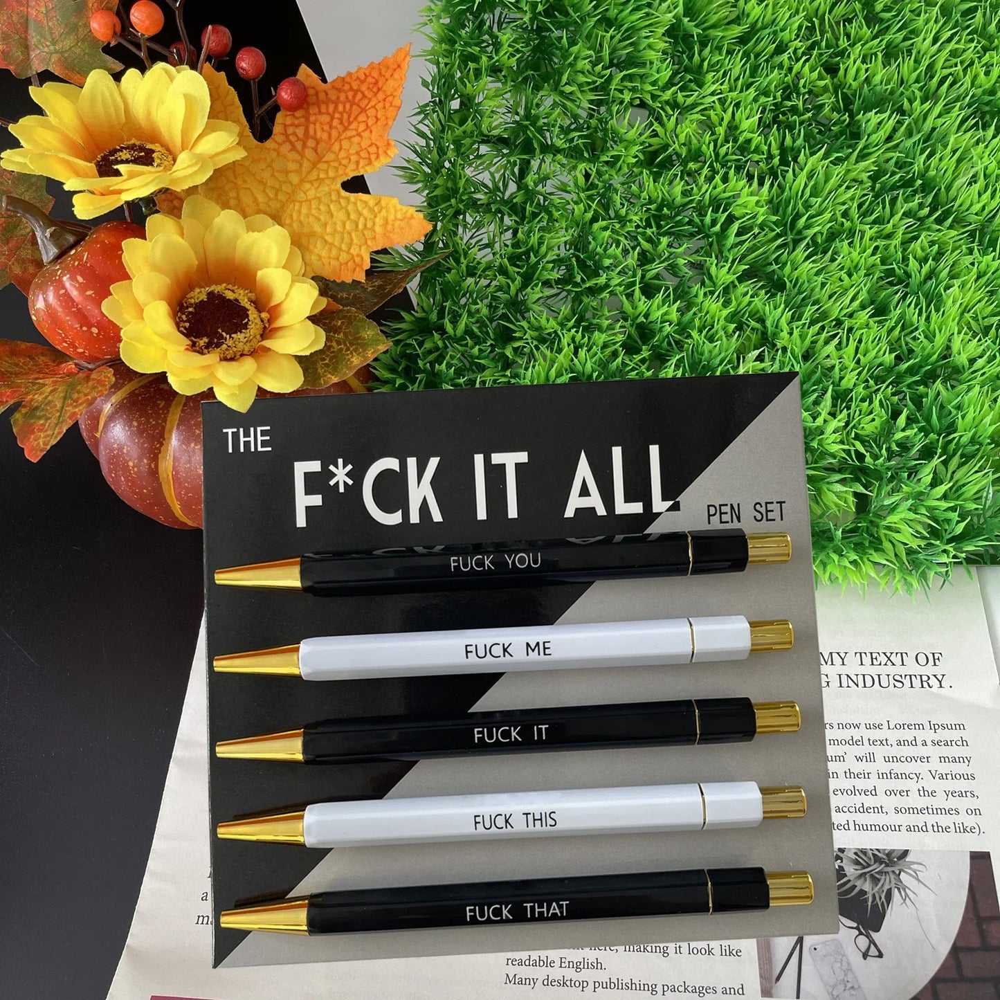 5Pcs Funny Nurse Pen Set,Push Type Motivational Badass Pens,Novelty Pen Office School Stationery Supplies for Student Doctor