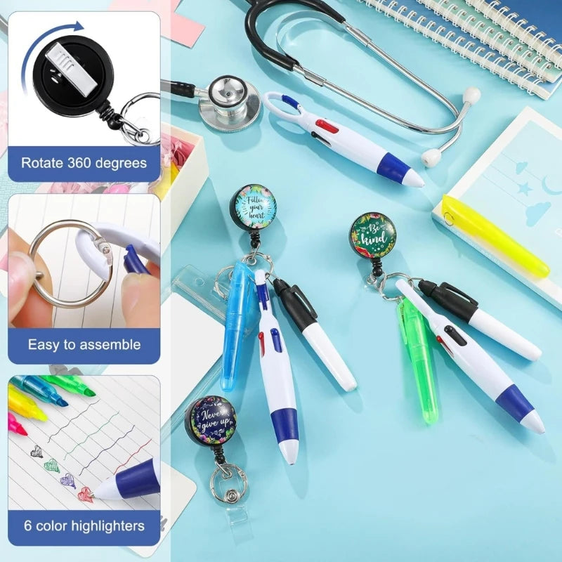 Easy Carry Nurse Pen Set Smooth Writing for Healthcare Workers Documentation Practical and Retractable Quick Access Clip