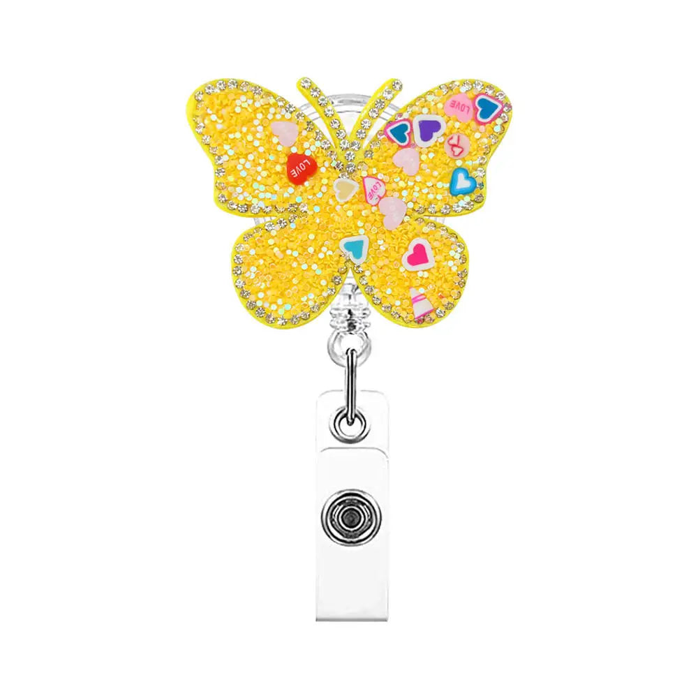 Fashion Cute Heart Butterfly Shape Badge Clips Retractable Nurse Badge Reel Clip Students Doctor ID Card Holder Keychain Gift