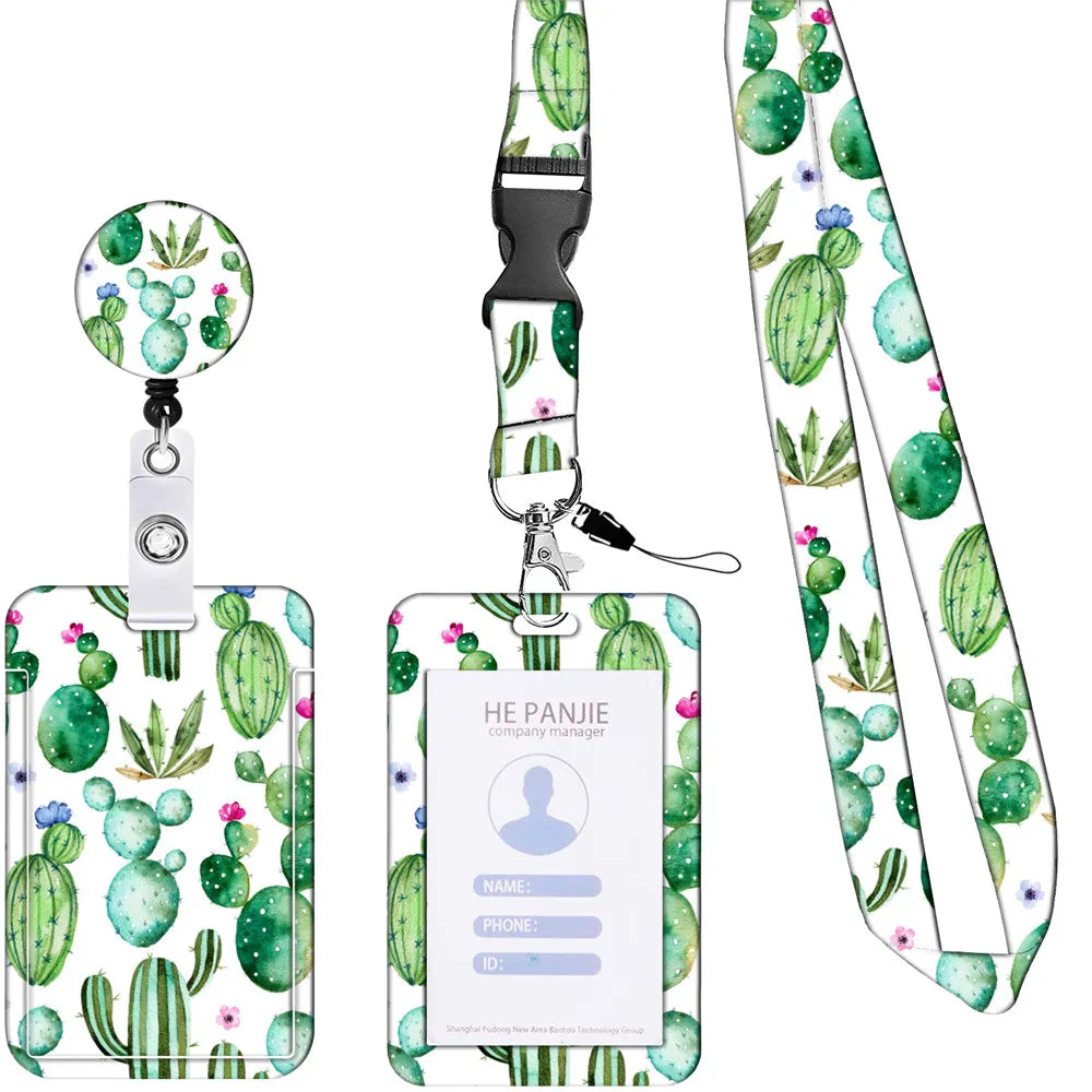 Badge Reel Badge Holder Lanyard Retractable Id Card Holder Flower Cartoon Badge Clip For Nurse Fashion Cute Badge Reel