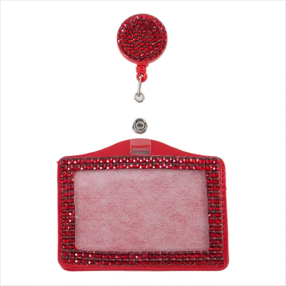 Bling ID Badge Holder Retractable Reel Rhinestones Card Holder for Office Business Home School Nurses