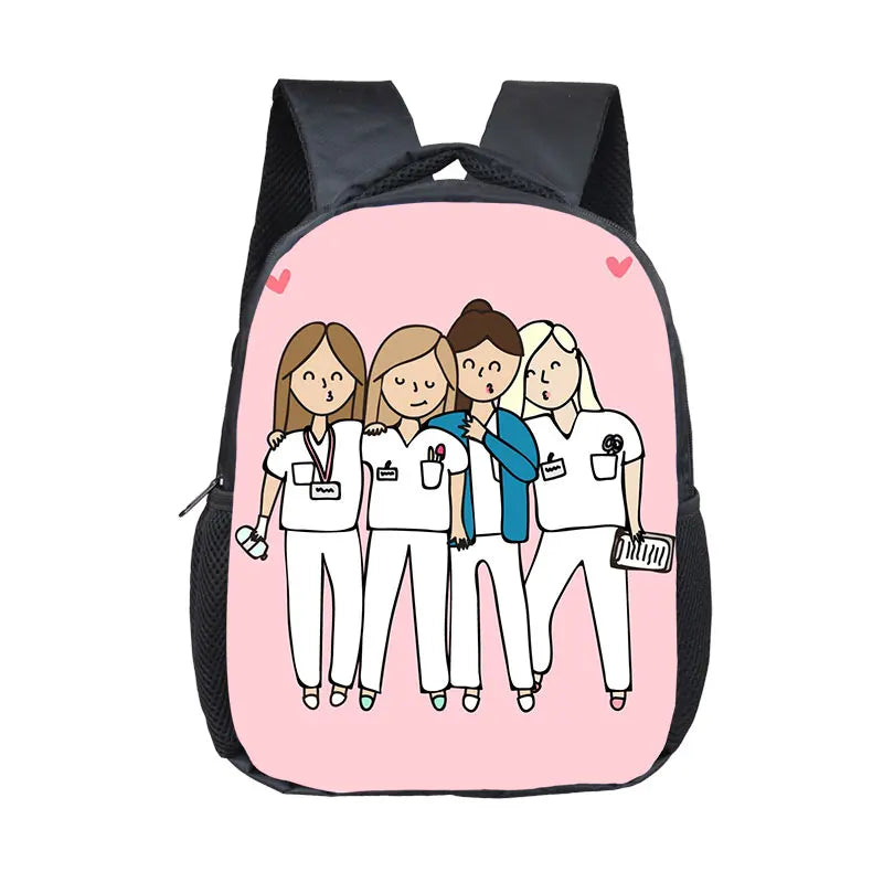 Cute Doctor Nurse Uniform Backpack for 2-4 Years Old ECG Hospital Children School Bags Medical Stethoscope Syringe Kid BookBag