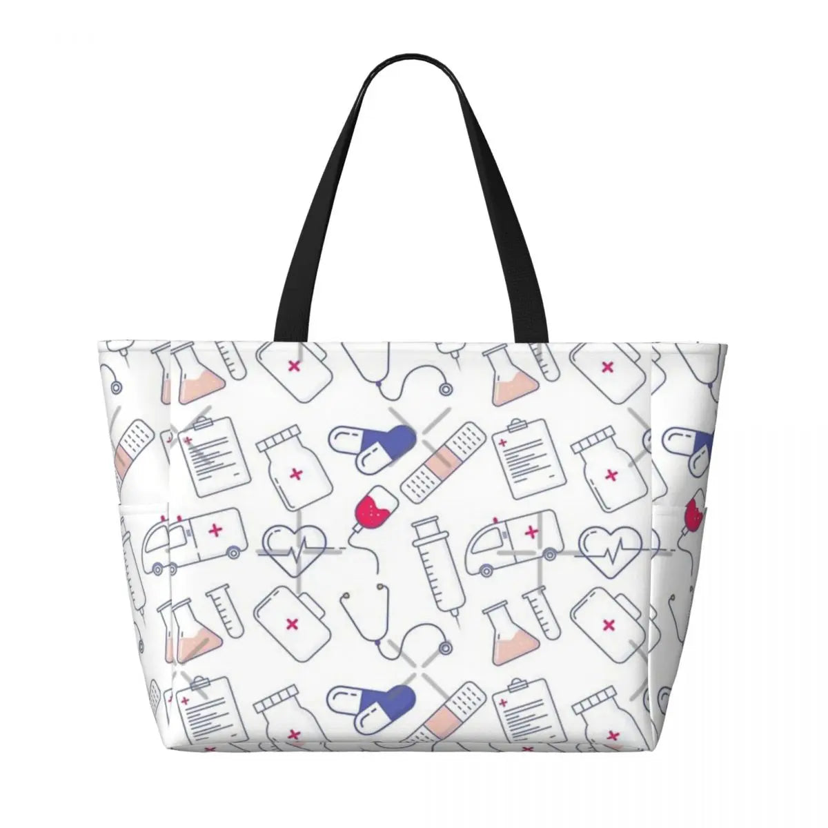 Medical Pattern Gift For Healthcare Worker Beach Travel Bag, Tote Bag Personality Shopping Out Shoulder Bag Multi-Style Pattern