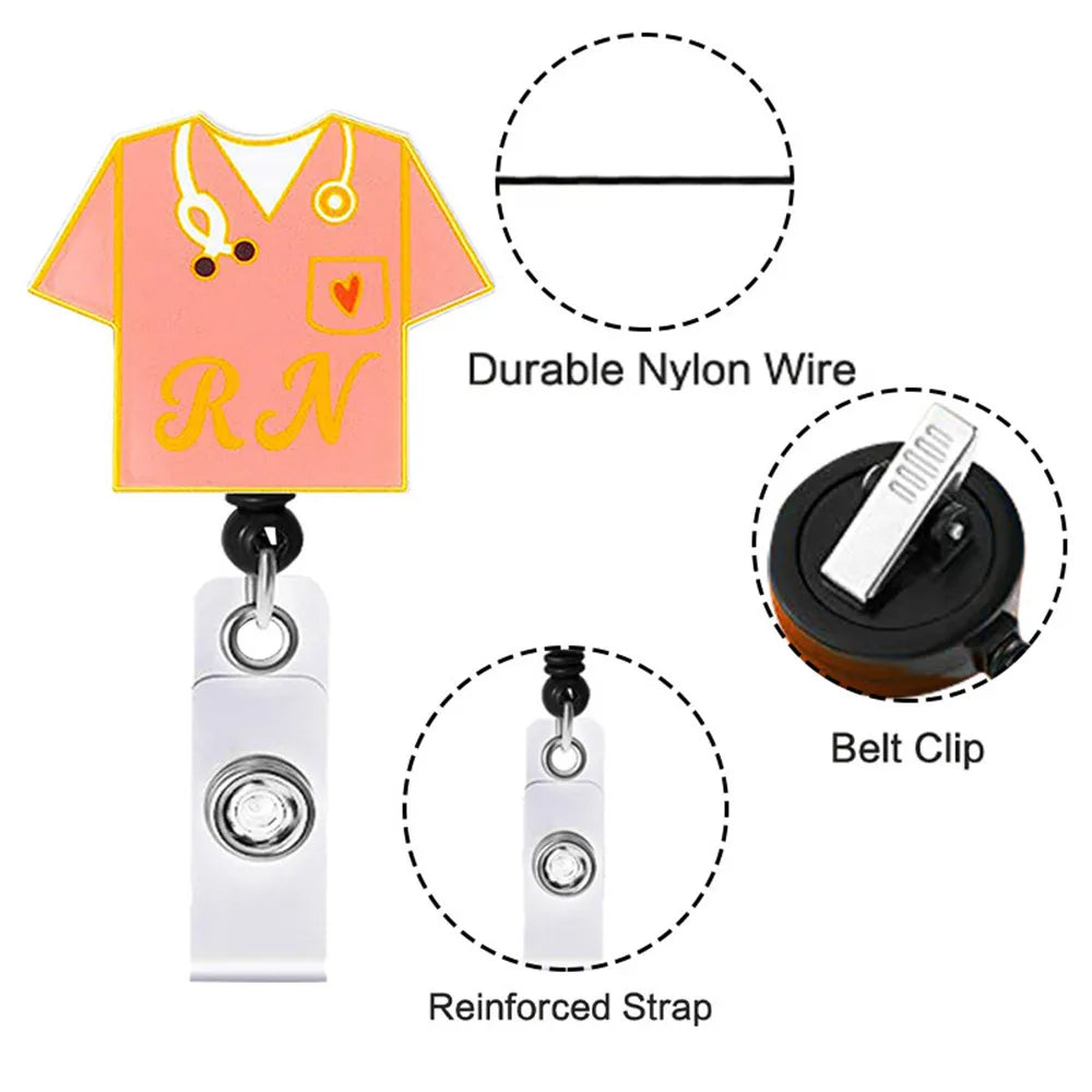 Fashion Cute Retractable Nurse Badge Reel Clip Badge Holder Students Doctor Id Card Badge Holder School Supplies Stationery