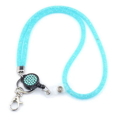 NECK RHINESTONE CRYSTAL LANYARD& RETRACTABLE ID NAME BADGE REEL PHONE KEY HOLDER Pendant Necklace