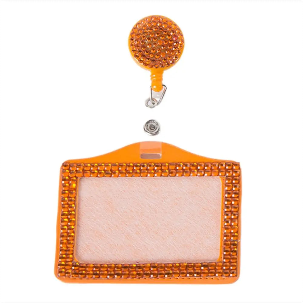 Bling ID Badge Holder Retractable Reel Rhinestones Card Holder for Office Business Home School Nurses