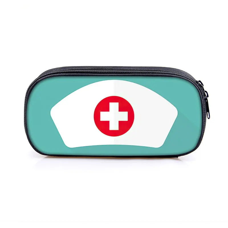 Cute Doctor Nurse Uniform Print Cosmetic Case Pencil Bag Medical Stethoscope Syringe Pencil Box ECG Hospital Stationary Bags