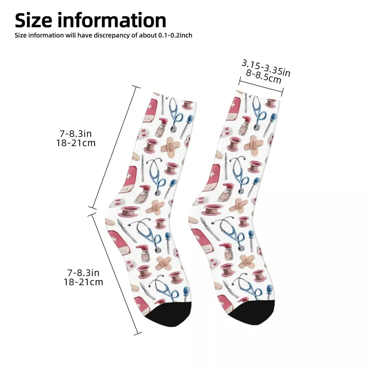 Hospital Medical Pattern Gift For Nurses And Doctors Socks Harajuku Super Soft Stockings All Season Long Socks Accessories