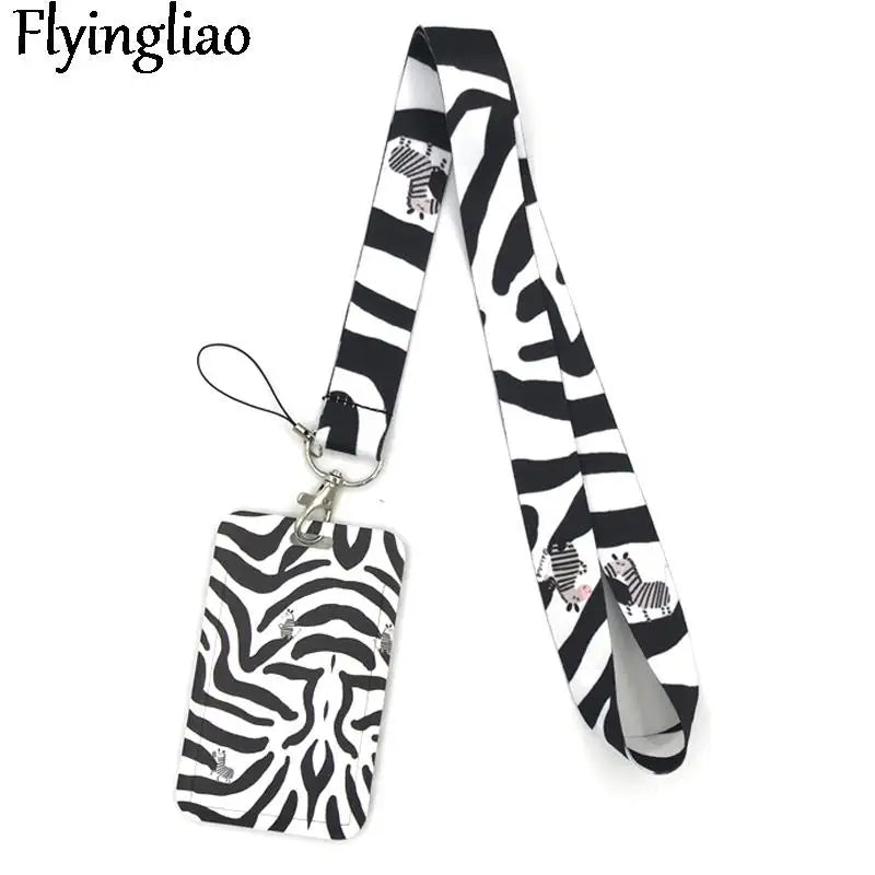 Zebra Cute Card Cover Clip Lanyard Retractable Student Nurse Badge Reel Clip Cartoon ID Card Holder