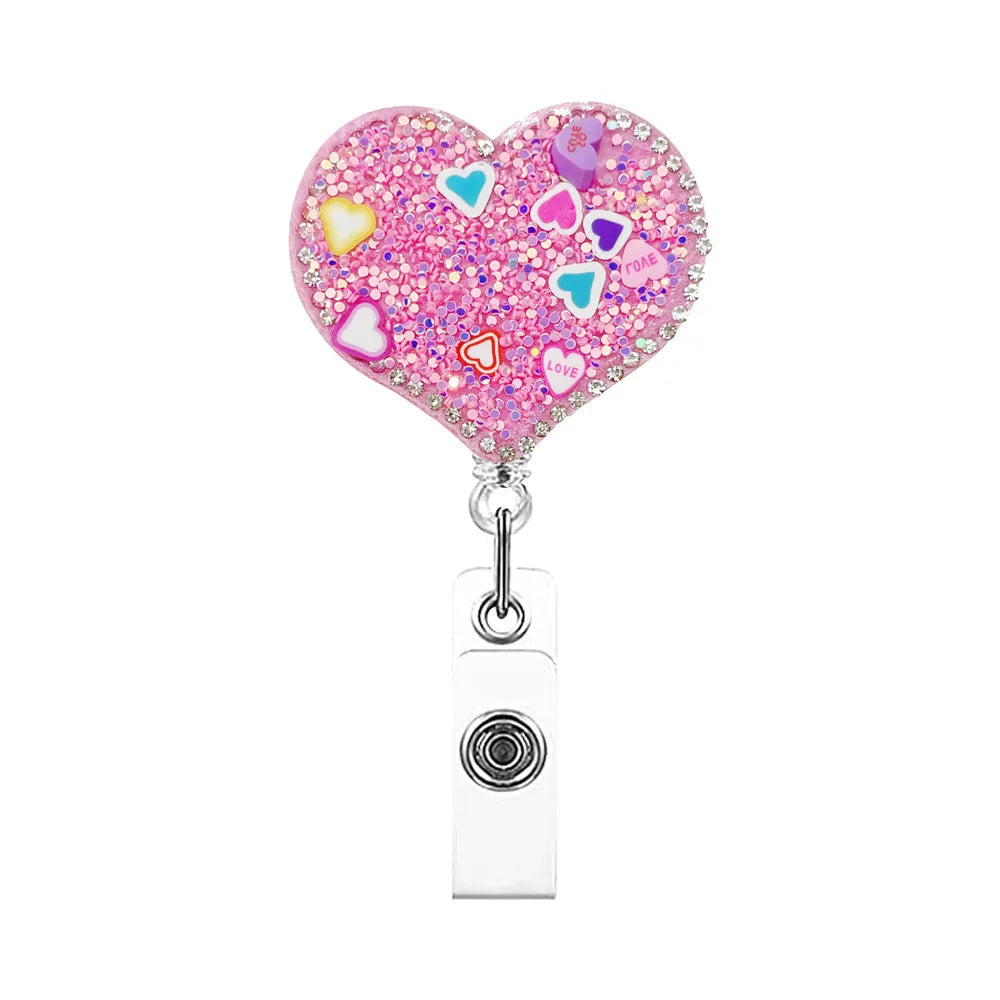 Cute Heart Butterfly Top Quality Retractable Nurse Badge Holder Clip ID Card Holder Keychains Lanyard Office School Supplies