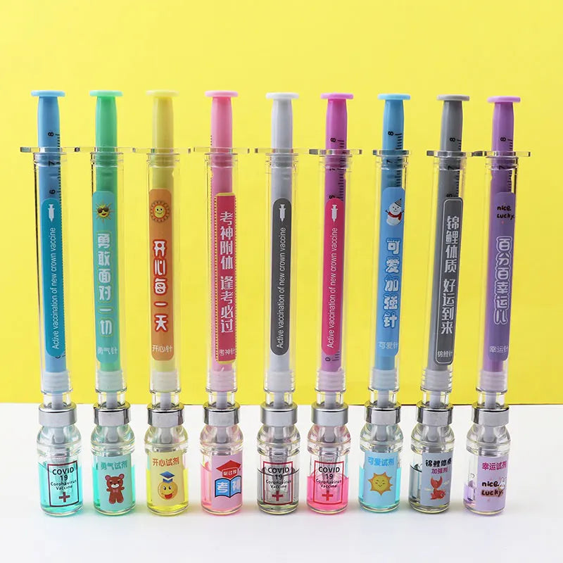 9 Pcs New Design Syringe Shaped Gel Ink Pen Signature Pen For Doctor Nurse