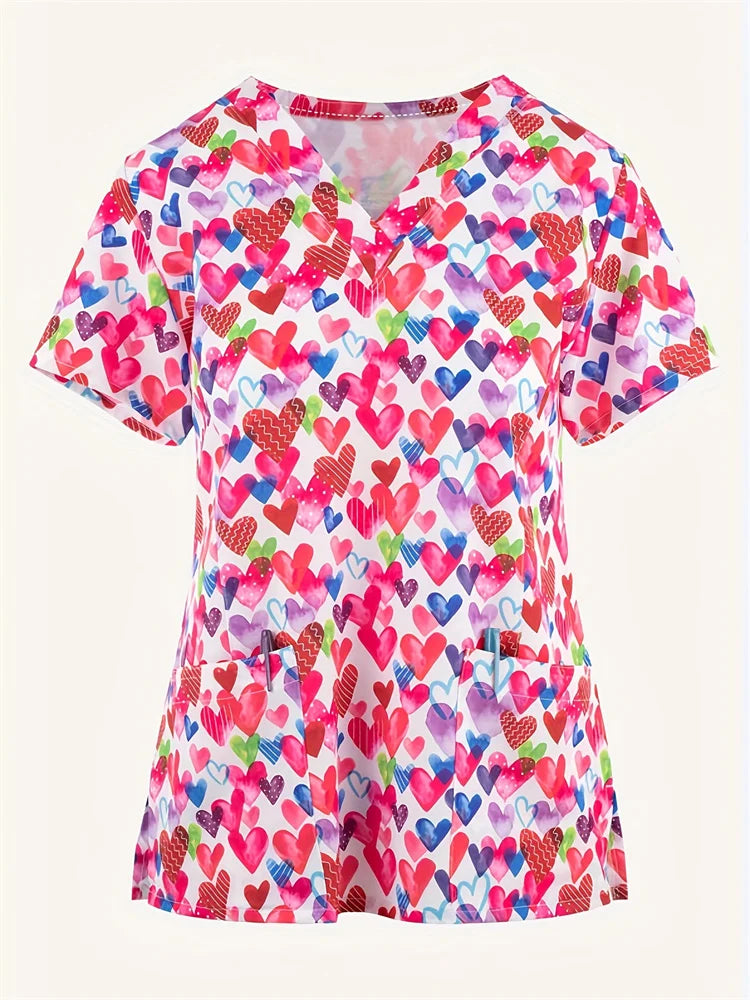 Hospital Nursing Scrub Top Printed Cotton Uniform High-quality Doctor Surgical Gown Hospital Accessories Pediatric Clinical Tops