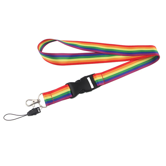 CB106 Rainbow Neck Strap Lanyard keychain Cell Phone Strap ID Badge Holder Rope Keychain Keyring Fashion Accessory Gift