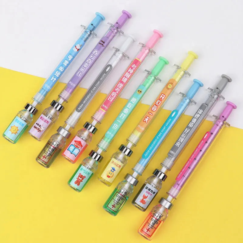 9 Pcs New Design Syringe Shaped Gel Ink Pen Signature Pen For Doctor Nurse